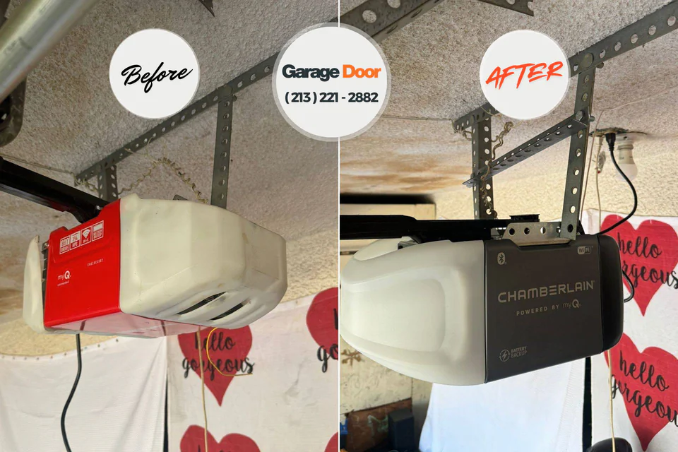 Before and after: garage door repair Winthrop Harbor, IL